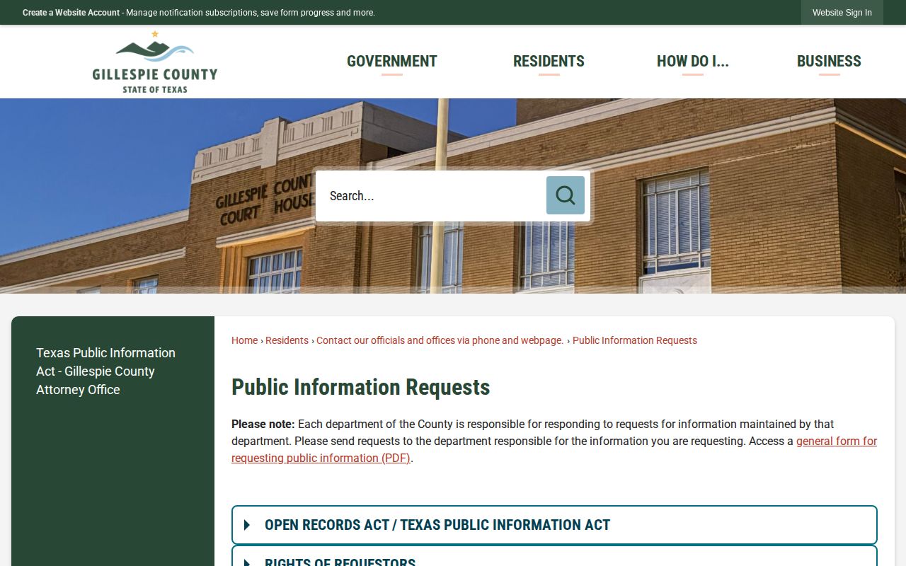 Gillespie County released mugshot records request guidance