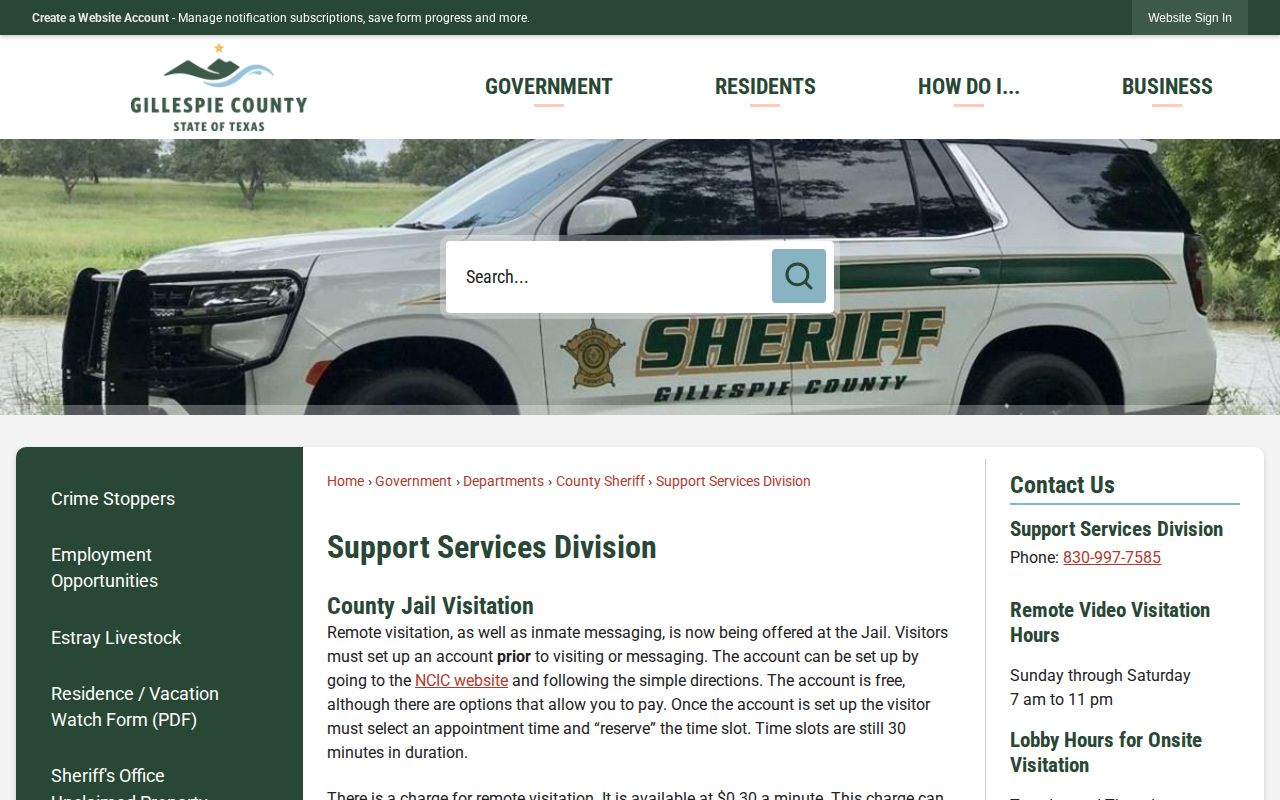 Gillespie County Sheriff Support Services cash bond instructions